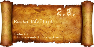 Ruska Bálint névjegykártya